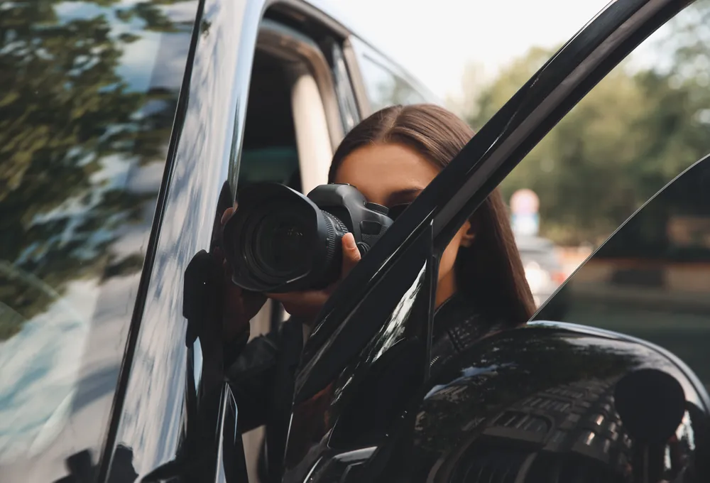 Discreet surveillance camera from a vehicle